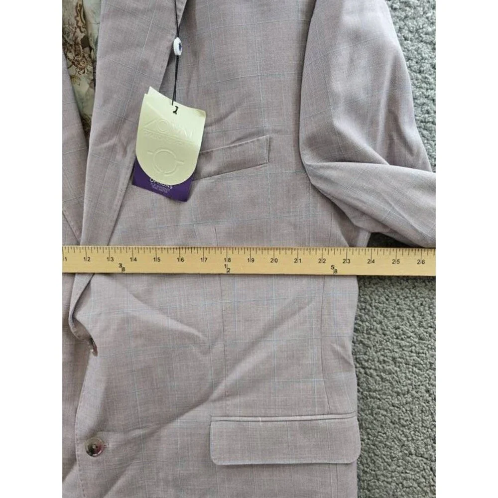 Tayion Regular-Fit Suit Jacket Men's 46R Pink Notch Lapel Front Button Closure